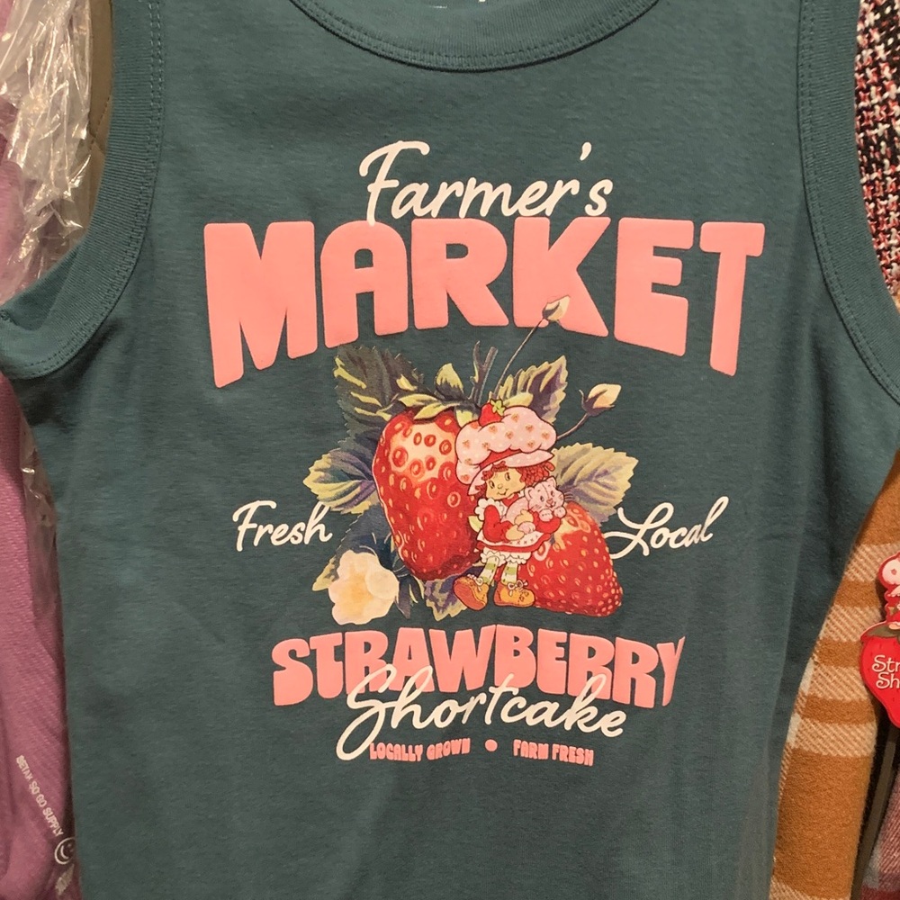 Strewberry Shortcake Teal Muscle Tee with free strewberry shortcake socks
